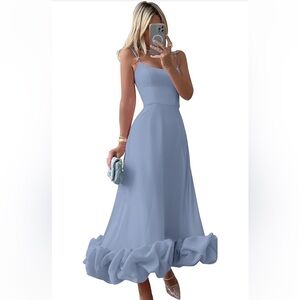 Dusty blue midi dress